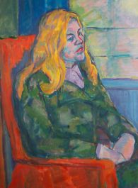 Susan Paine - Signed Mid 20th Century Oil, On the Red Chair