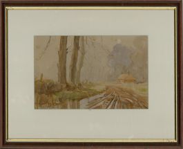 Signed & Framed 1939 Watercolour - Late Autumn