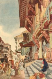 Early 20th Century Watercolour - Bustling Streets