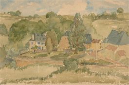 G.L. - 1980 Watercolour, Village Green