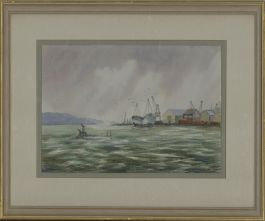 W. Burlingham - 20th Century Watercolour, View of a Port