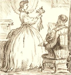 1866 Pen and Ink Drawing - A Pretty Puzzle