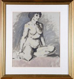 Framed Mid 20th Century Oil - Seated Female Nude