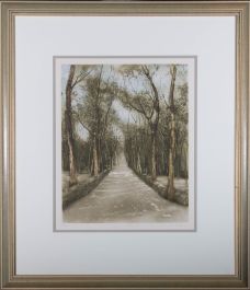 Contemporary Aquatint - Tree-Flanked Avenue