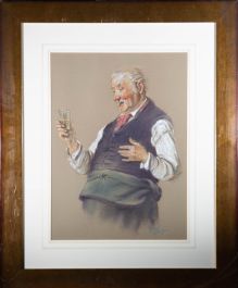 Franco Matania (1922-2006) - Signed & Framed 20th Century Pastel, The Barkeep