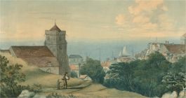 19th Century Watercolour - Coastal Town