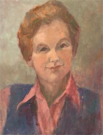 Barbara Doyle (b.1917) - Contemporary Oil, Lady in Pink Shirt