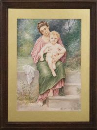 Colin Clough Hilton (1902–1984) -Early 20th Century Watercolour, A Mother's Love