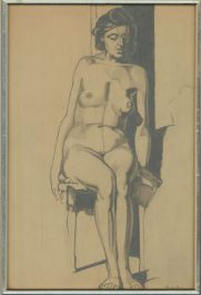 Claude Price  - Mid 20th Century Graphite Drawing, Seated Nude III