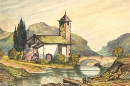 Stanley Keating - 1959 Watercolour, Biella near Florence