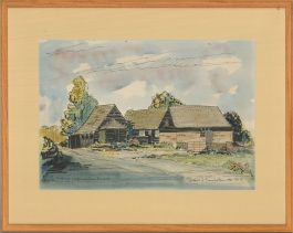 Denis H. Ramsbottom - 1978 Watercolour, Old Barns at Whitehouse Farm