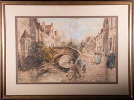 E. Pratt - Late 19th Century Watercolour, Continental Street Scene with Figures