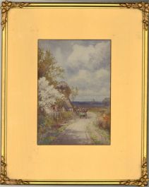 John Reginald Goodman - Early 20th Century Watercolour, Figures by a Cottage