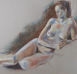 Patricia de Lima - 20th Century Pastel, Reclining Nude