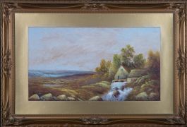 George Jennings (1872-1930) - Early 20th Century Oil, Cottages and Waterfall