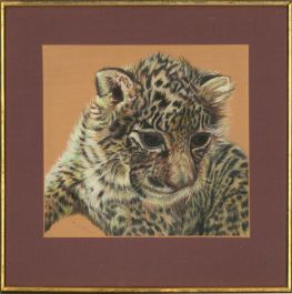M. Coleman - Mid 20th Century Pastel, Leopard Cub