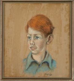 Marjorie Cox  - 1960 Pastel, Portrait of a Young Boy