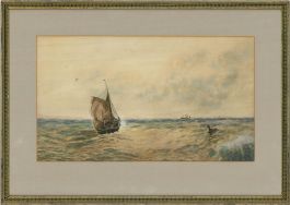 F. Viner - Early 20th Century Watercolour, ships at Sea
