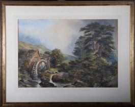 Mid 19th Century Watercolour - Summer At The Watermill