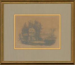 Early 19th Century Graphite Drawing - Dancing outside the Cottage