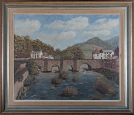 C.S. Freeman - 20th Century Oil, View with Four-Arch Bridge