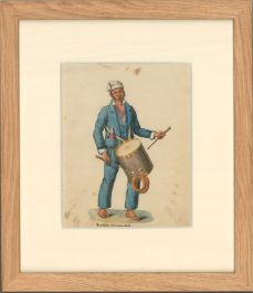 Italian Late 19th Century Watercolour - Banditore di Commestibili