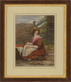 Early 20th Century Watercolour - Orange Seller
