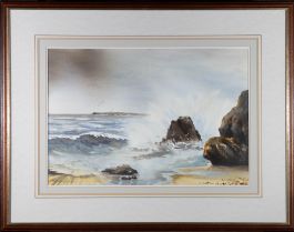 Arthur Craven - Contemporary Watercolour, Crashing Waves