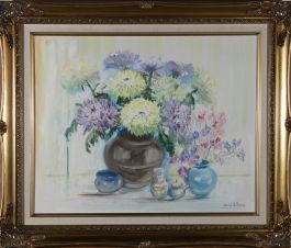 Harold Williams - Signed 20th Century Oil, Still Life of Chrysanthemums