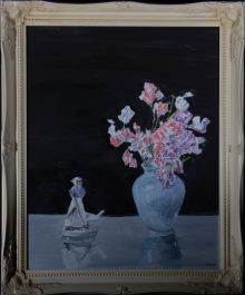 Harold Williams - Contemporary Acrylic, Sweet Peas And Statuette