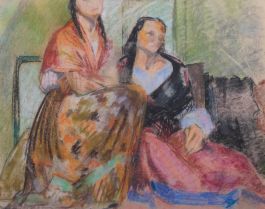 Contemporary Pastel - Seated Sisters