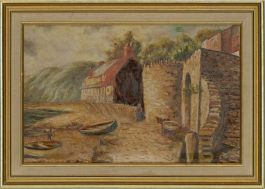 S. Roberts - Early 20th Century Oil, Clovelly, Devon