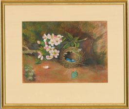 W. Burgess  - Early 20th Century Oil, The Robin's Nest