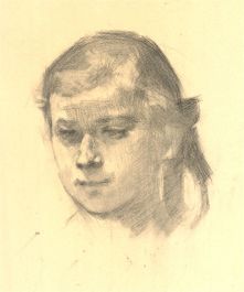 Samouil Grigorievich Nevelshtein (1903-1983) - Charcoal Drawing, Young Girl