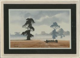 Speight - 1980 Gouache, Farm Scene with Harrow