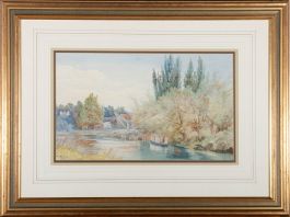 A. Stevens - 1873 Watercolour, Rural Canal