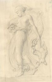 Dorothy Levett - 20th Century Graphite Drawing, Goddess With Lamb