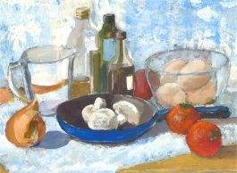 Anne Williams - 20th Century Acrylic, Still Life with Blue Pan I