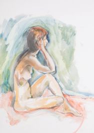 Lewis Davis (1910-1979) - Mid 20th Century Watercolour, Seated Nude