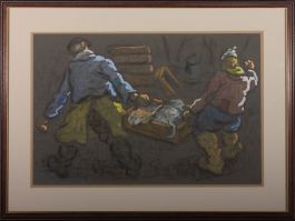 Vicente Gil Franco (1898-1959) - 1953 Gouache, Fishermen at Boulogne-sur-Mer