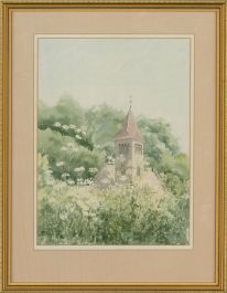 M. Leeming - 20th Century Watercolour, Cow Parsley By The Church