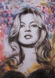 J.J. After Mr Brainwash  - Contemporary Acrylic, Kate Moss