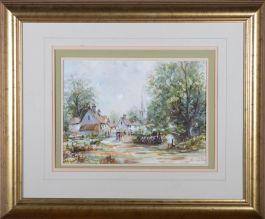 Donald Jennings - 1983 Watercolour, Country Village Scene