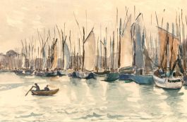 Gwendolen Jackson (b.1919) - Mid 20th Century Watercolour, Rowing To The Boats