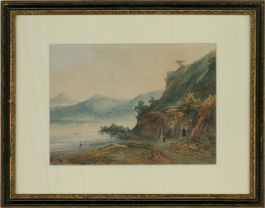Early 19th Century Watercolour - Lakeside Grotto