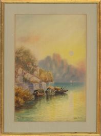 Anton Perique  - Early 20th Century Watercolour, Northern Italian Lake Scene I
