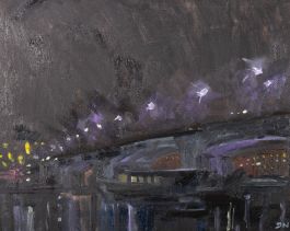 Daniel Nichols - Contemporary Oil, London Bridge at Night II
