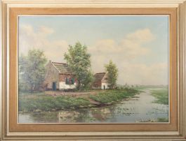 20th Century Oil - Dutch Farm Scene