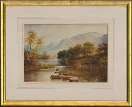 Albert Milton Drinkwater (1862-1923) - Watercolour, Lake Fishing