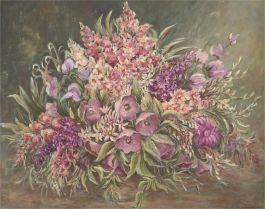 Mid 20th Century Oil - Pink Bouquet